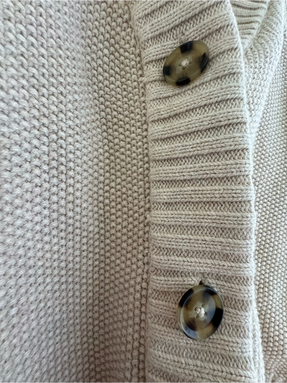 GAP Neutral Cream Rib-Trim Button Cardigan - Picture 3 of 5